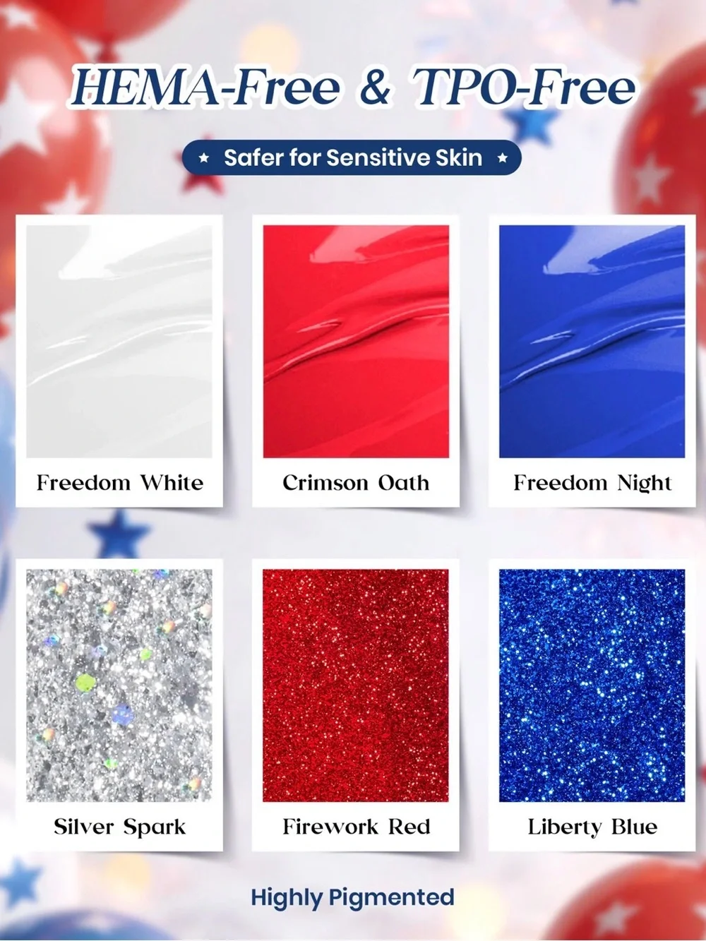 Beetles 4th of July Nails Hema-free Gel Kit With UV Nail Lamp